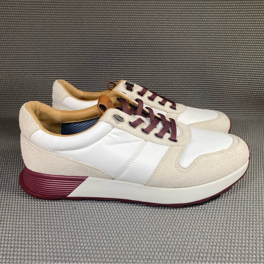 Johnston & Murphy Kinnon U-Throat Sporty Shoe Leather Men’s US 10 White Burgundy